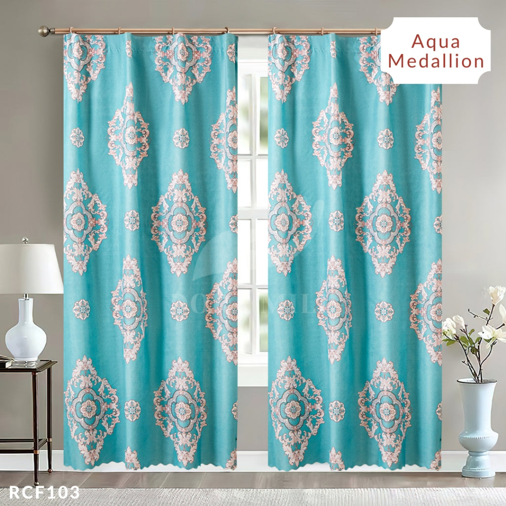 Dora Mill Bunga Series Semi Blackout Curtain – 2-in-1 Hook & Rod Design #RCF