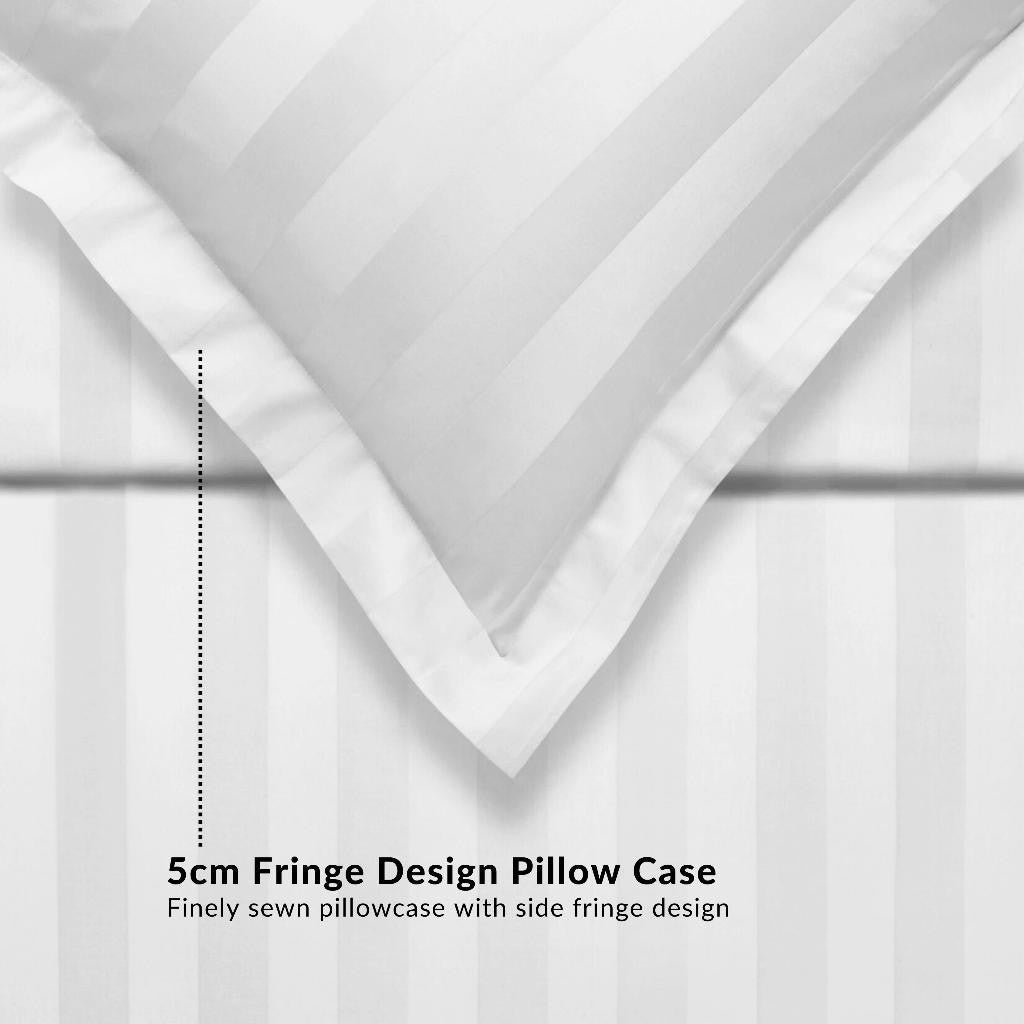 Sarung Bantal Koleksi Hotel Dora Mill 3cm Stripe – Linen Kapas dengan Kemasan Satin Kristal #ACY