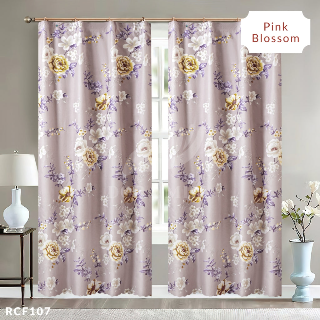 Dora Mill Bunga Series Semi Blackout Curtain – 2-in-1 Hook & Rod Design #RCF