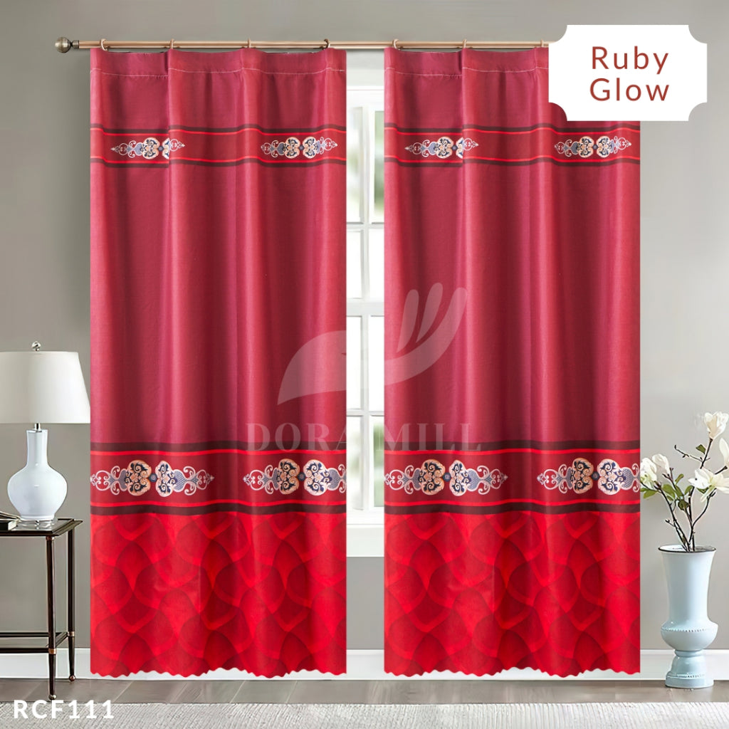 Dora Mill Bunga Series Semi Blackout Curtain – 2-in-1 Hook & Rod Design #RCF