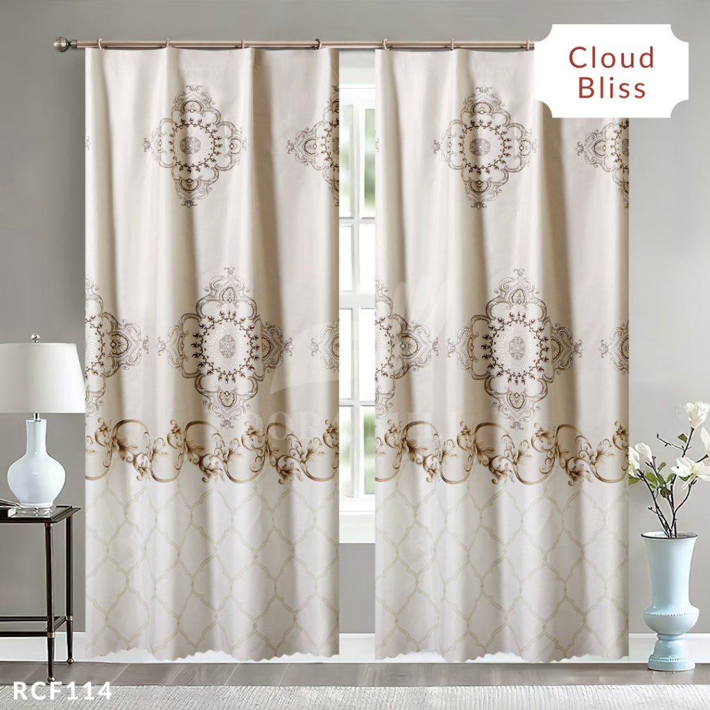Dora Mill Bunga Series Semi Blackout Curtain – 2-in-1 Hook & Rod Design #RCF