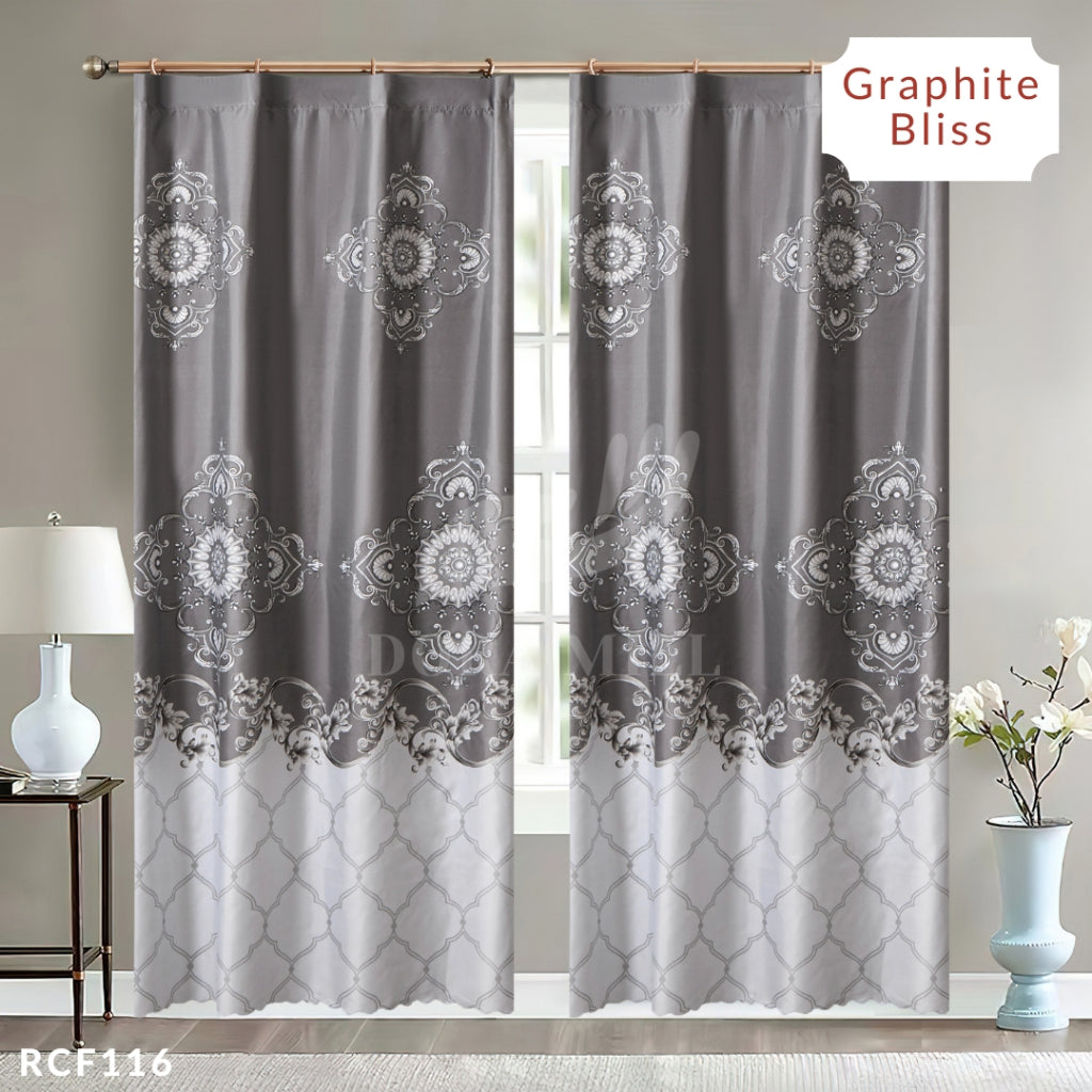 Dora Mill Bunga Series Semi Blackout Curtain – 2-in-1 Hook & Rod Design #RCF