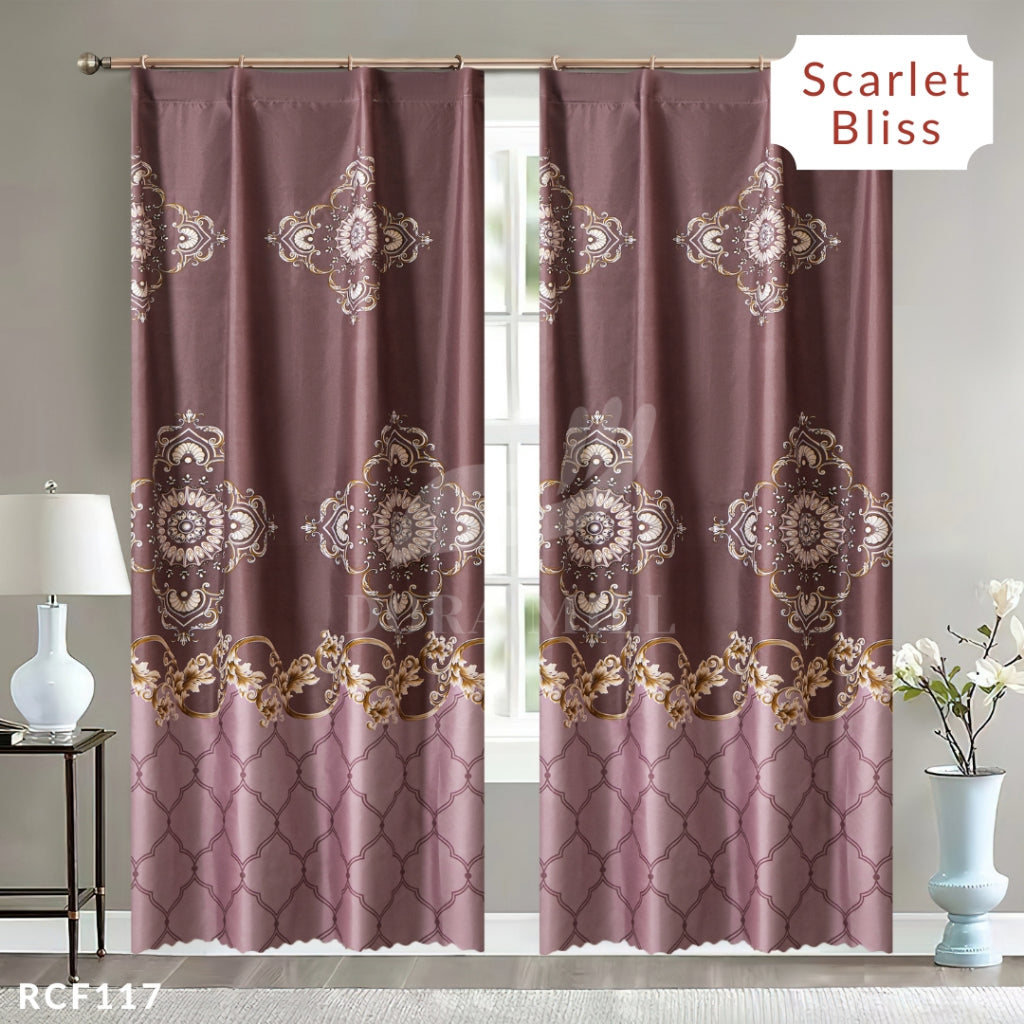 Dora Mill Bunga Series Semi Blackout Curtain – 2-in-1 Hook & Rod Design #RCF