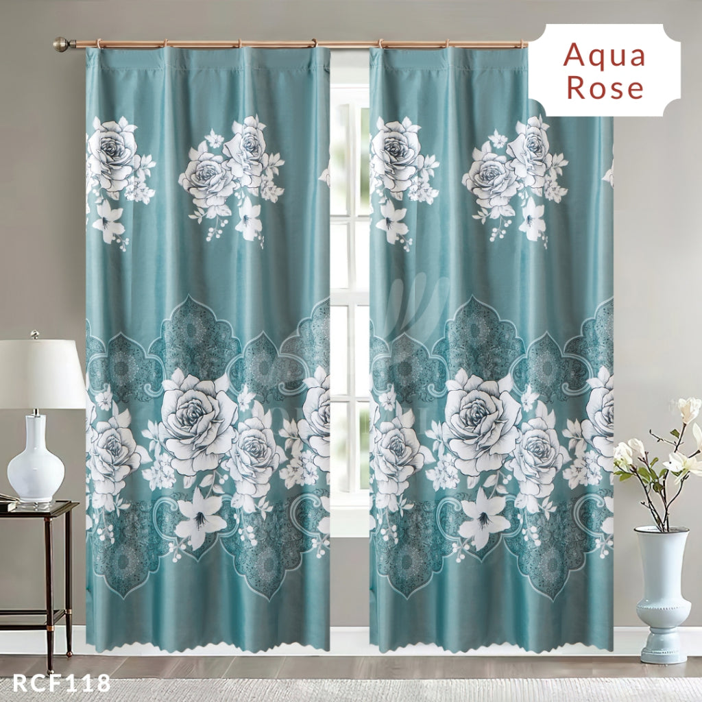 Dora Mill Bunga Series Semi Blackout Curtain – 2-in-1 Hook & Rod Design #RCF