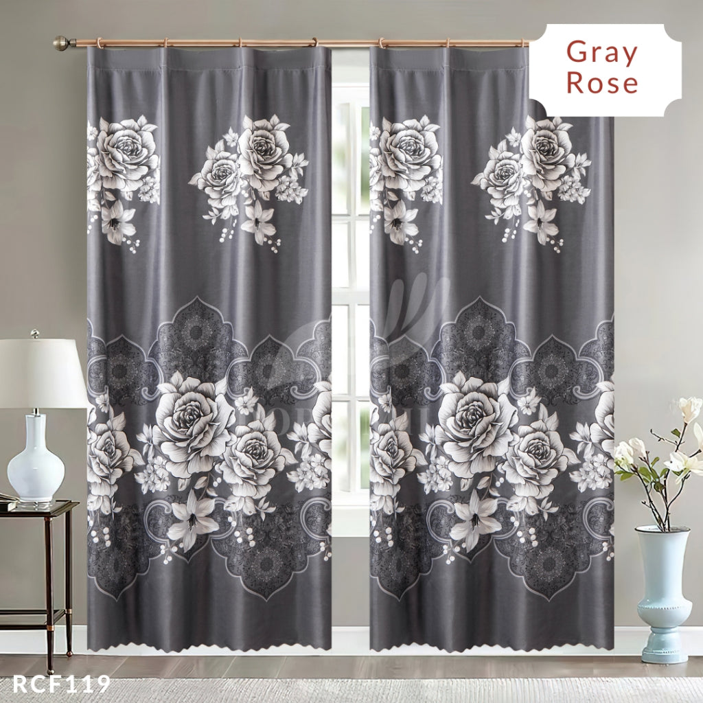 Dora Mill Bunga Series Semi Blackout Curtain – 2-in-1 Hook & Rod Design #RCF