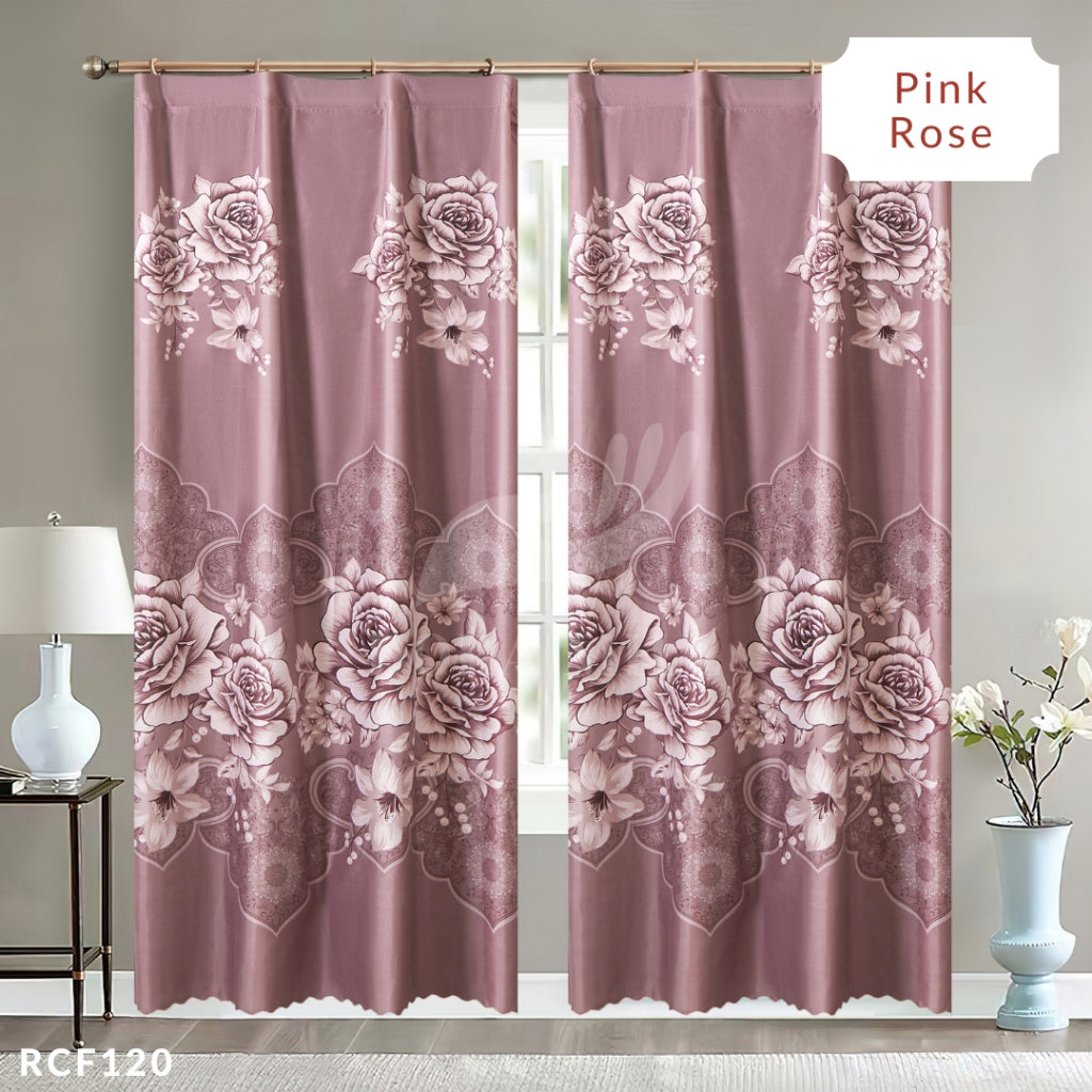 Dora Mill Bunga Series Semi Blackout Curtain – 2-in-1 Hook & Rod Design #RCF