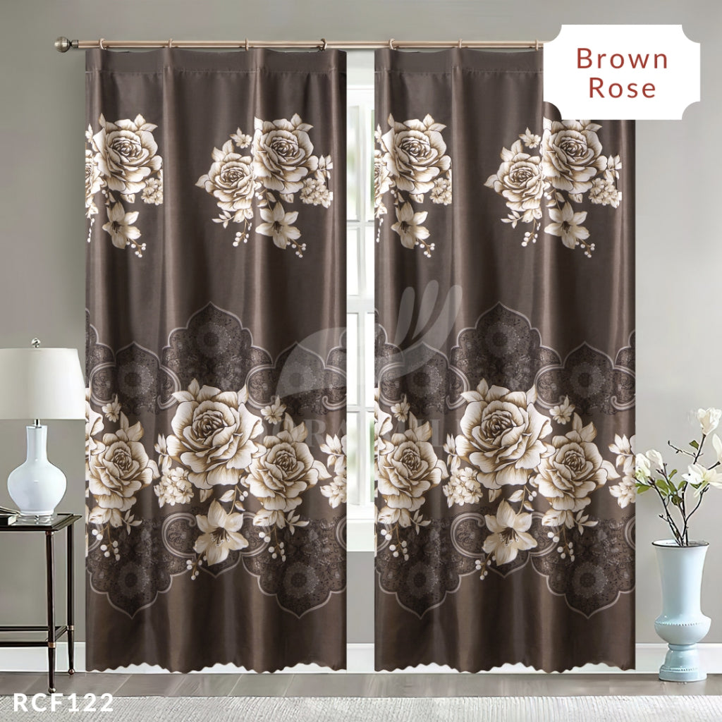 Dora Mill Bunga Series Semi Blackout Curtain – 2-in-1 Hook & Rod Design #RCF