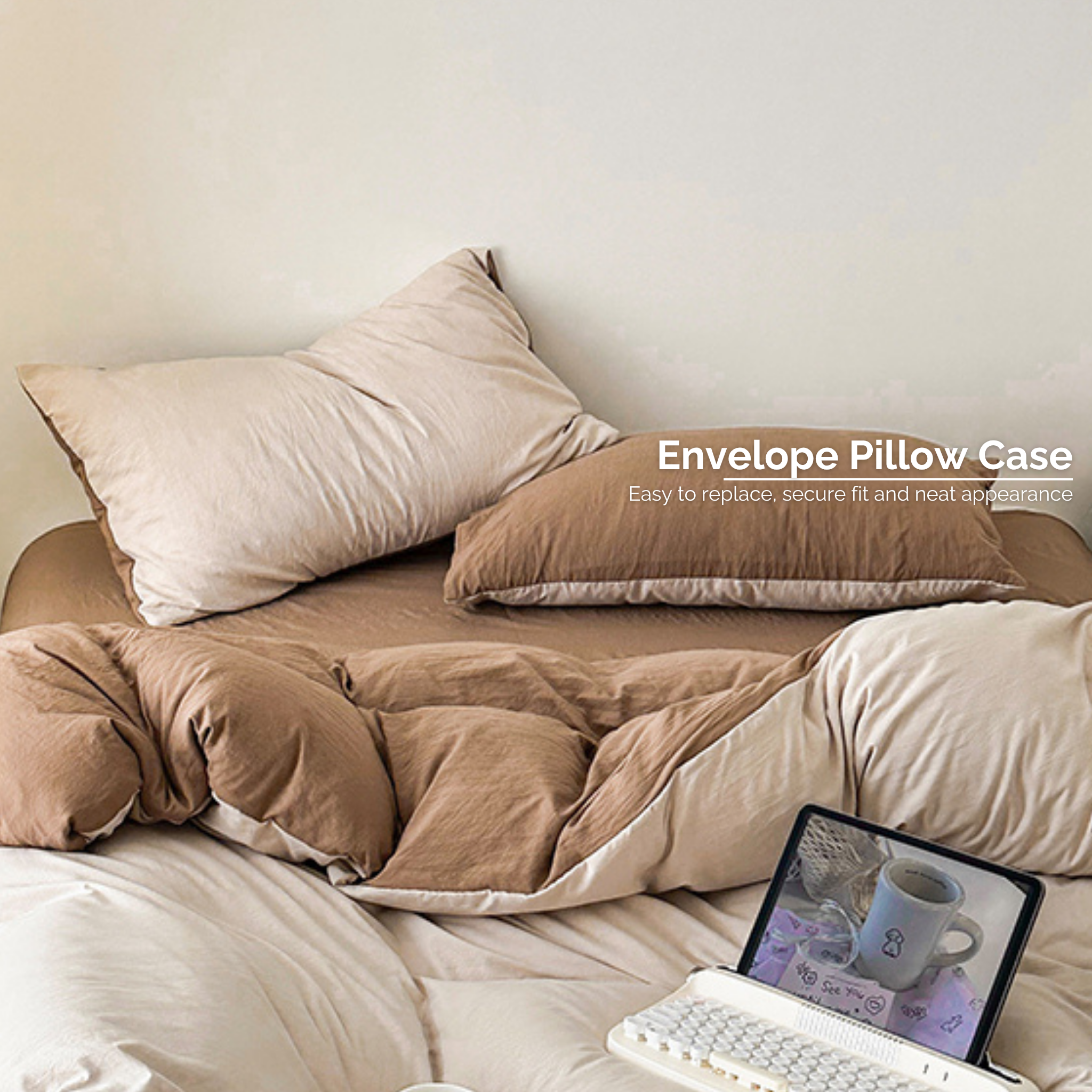 Colorblock Washed Cotton Quilt Cover Bedsheet Set – Soft & Breathable Bedding for Super Single/Queen/King #BQB