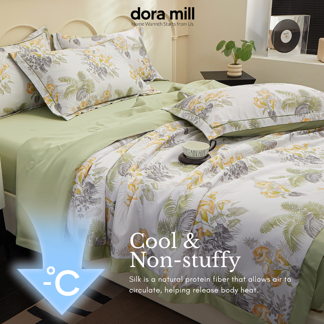 Dora Mill Washed Ice Silk Comforter Bedsheet Set - Queen/King #BSL