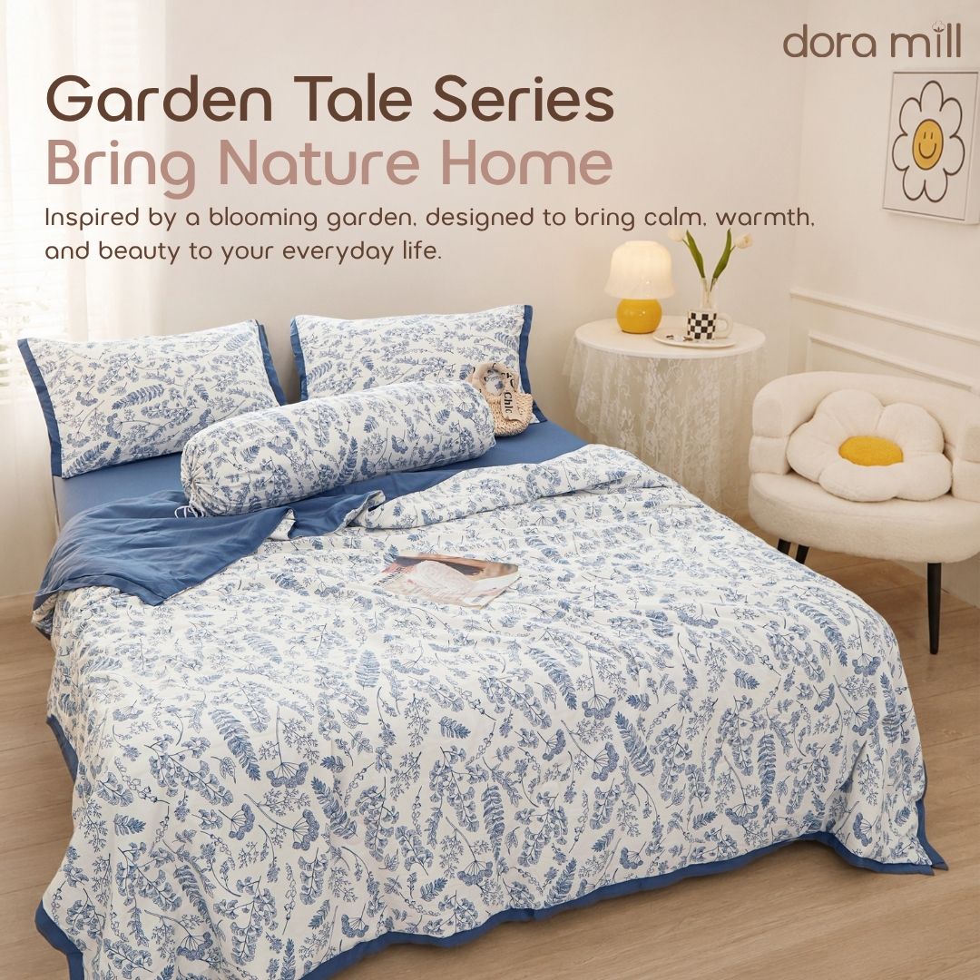 DORAMILL Premium AirWeave Washed Cotton Linen Feel  3in1Single/5in1 Queen King Comforter Bedsheet Set SoyBean Fiber #BBT