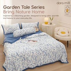 DORAMILL Premium AirWeave Washed Cotton Linen Feel  3in1Single/5in1 Queen King Comforter Bedsheet Set SoyBean Fiber #BBT