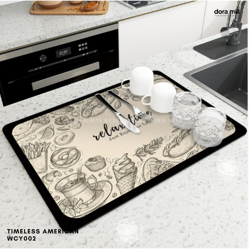 Dora Mill Non Slip Kitchen Diatom Mud Dish Drying Mat – Kitchen Countertop/Table Use #WCY