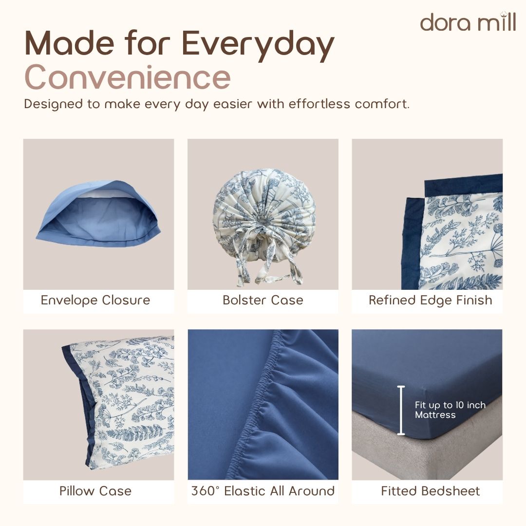 DORAMILL Premium AirWeave Washed Cotton Linen Feel  3in1Single/5in1 Queen King Comforter Bedsheet Set SoyBean Fiber #BBT