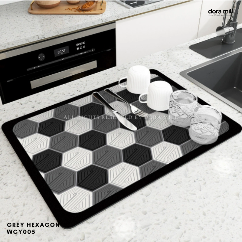 Dora Mill Non Slip Kitchen Diatom Mud Dish Drying Mat – Kitchen Countertop/Table Use #WCY