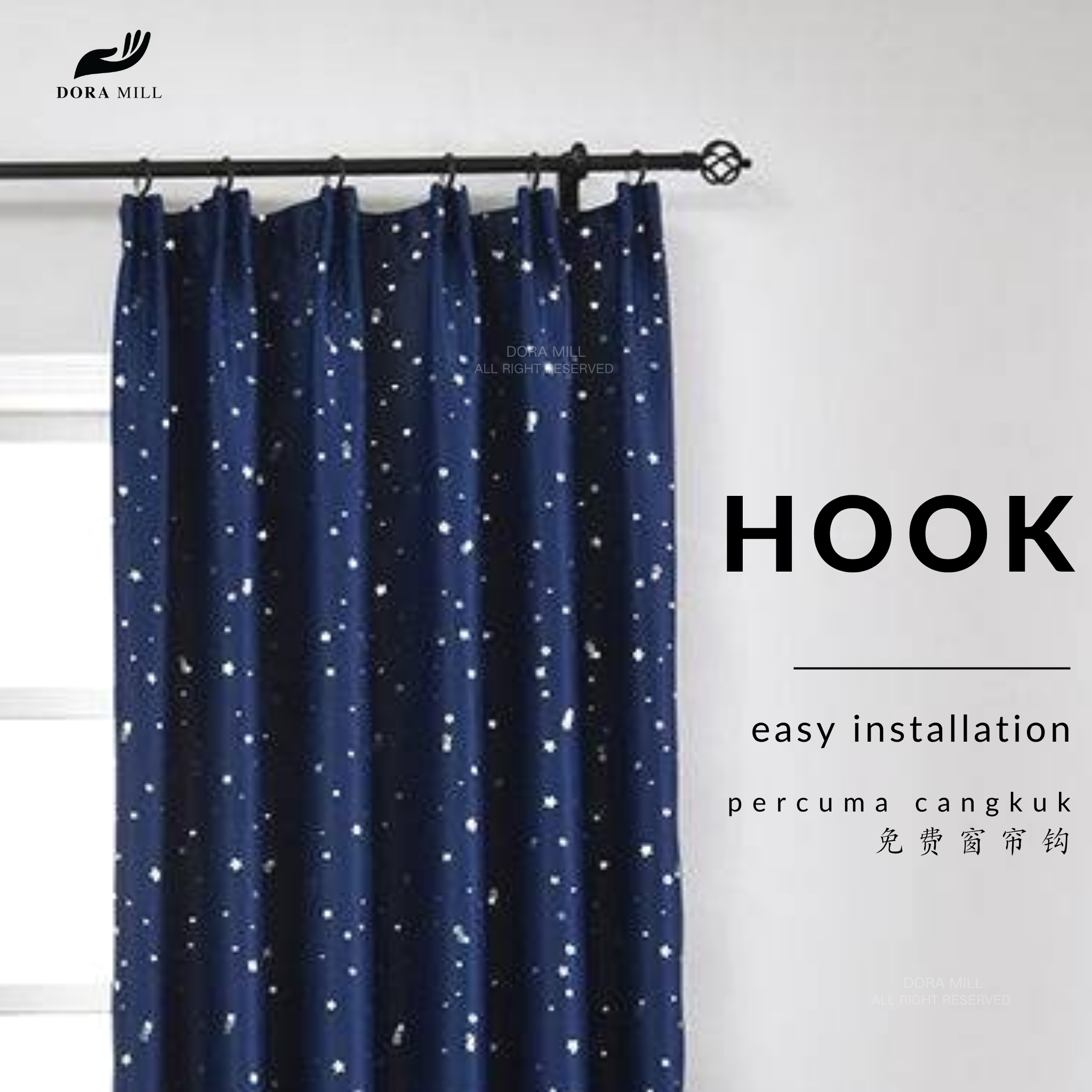 85% Light Blocking Curtains 2in1 Installation with Rod Pocket and Hook Design for Bedroom or Living Room by Dora Mill #RCY