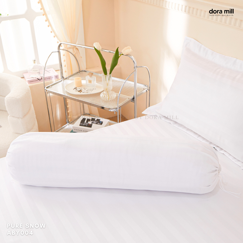 Set Tempat Tidur Koleksi Hotel Stripe 3cm dengan Sarung Bantal Sarung Kuilt dan Bolster oleh Dora Mill#BCY
