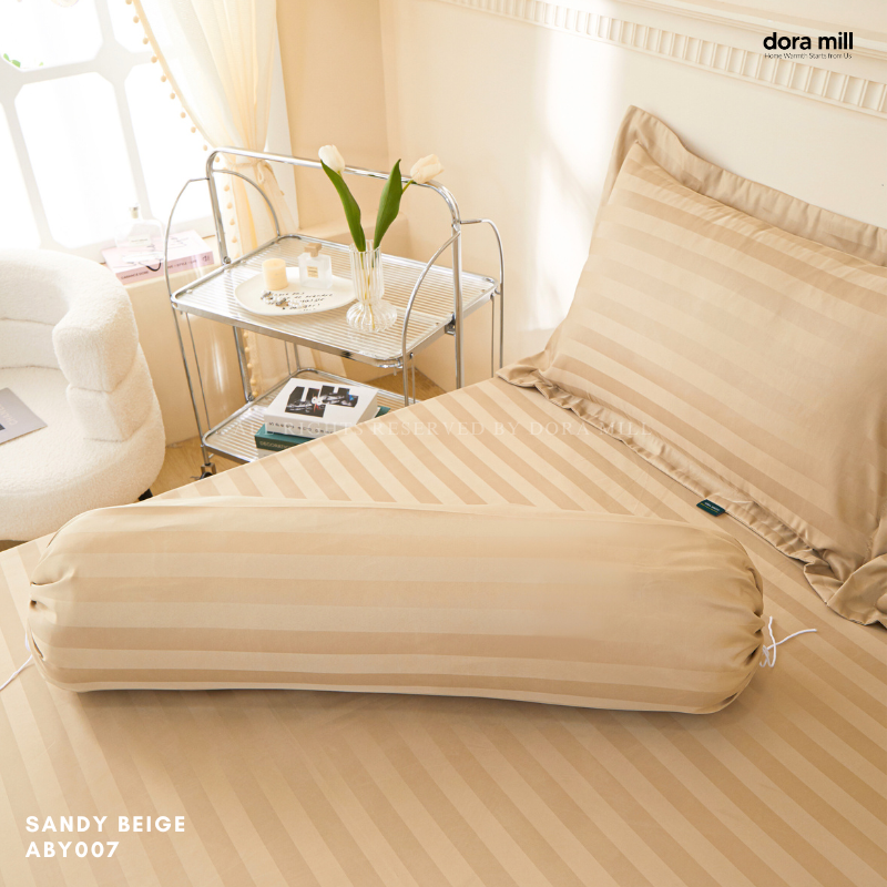 Set Tempat Tidur Koleksi Hotel Stripe 3cm dengan Sarung Bantal Sarung Kuilt dan Bolster oleh Dora Mill#BCY