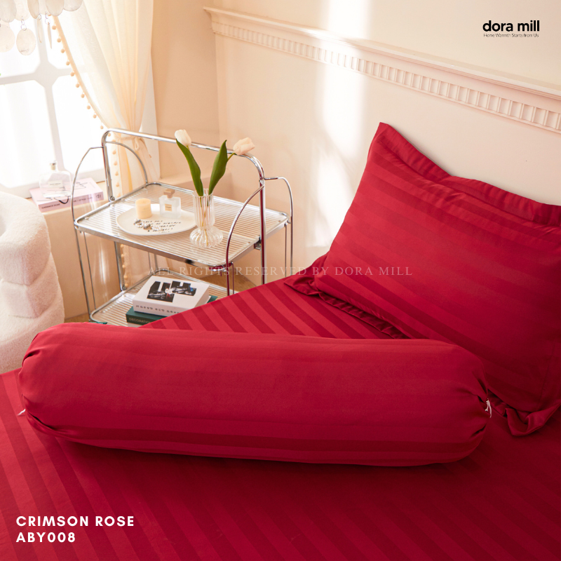 Set Tempat Tidur Koleksi Hotel Stripe 3cm dengan Sarung Bantal Sarung Kuilt dan Bolster oleh Dora Mill#BCY