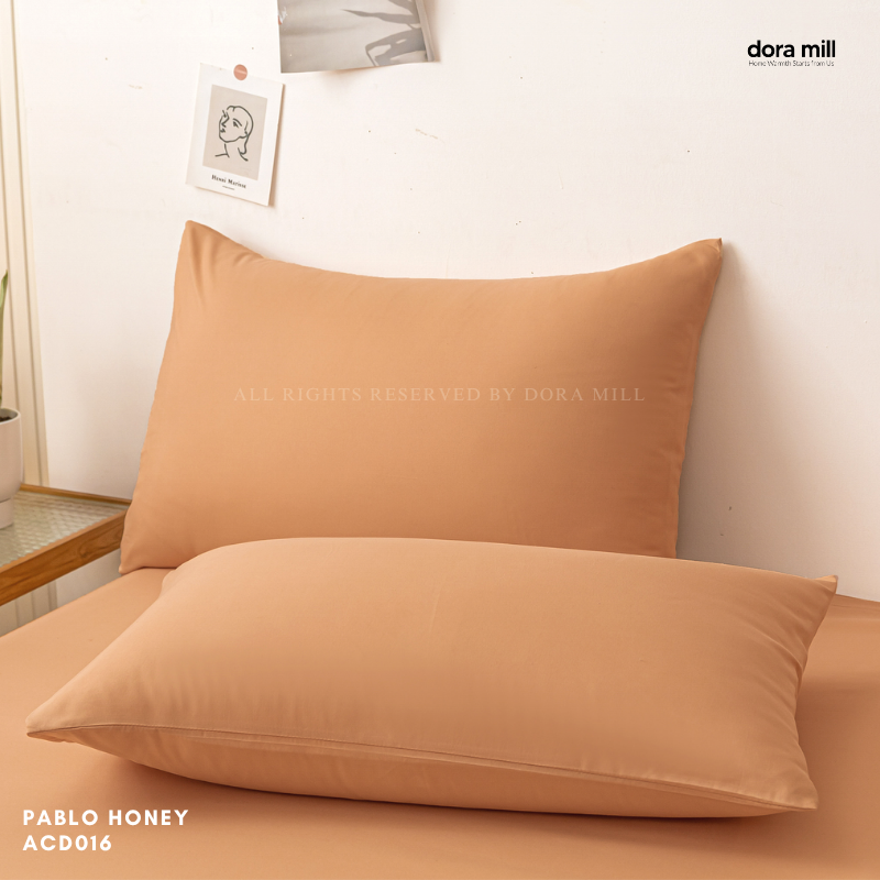 Set Cadar Dipasang Sarung Quilt Kapas Aloe Polos Minimalis oleh Dora Mill #BAP