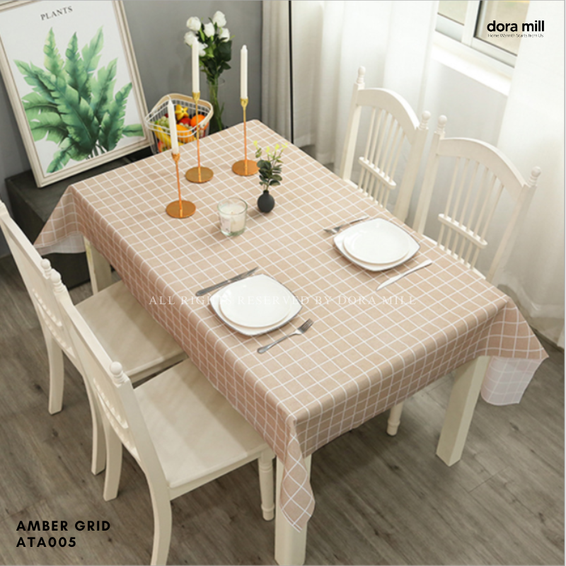 Dora Mill PVC Waterproof  Reusable Table Cloth – Nordic Minimalist Oilproof Reusable Dining Cover #ATA