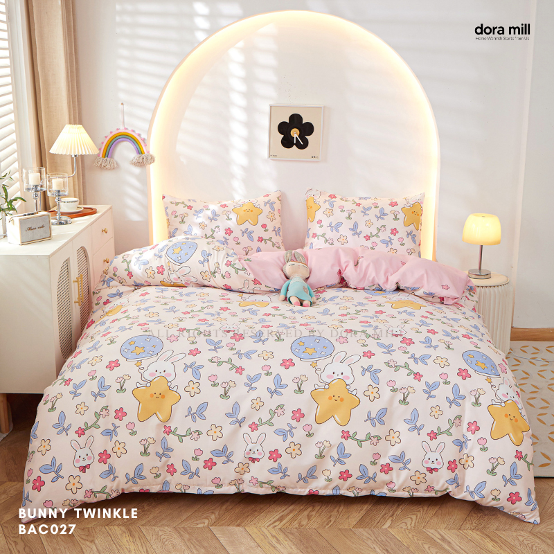 Aloe Cotton Floral Print Bedding Set with Quilt Cover and Bedsheet by DORAMILL  #BAC