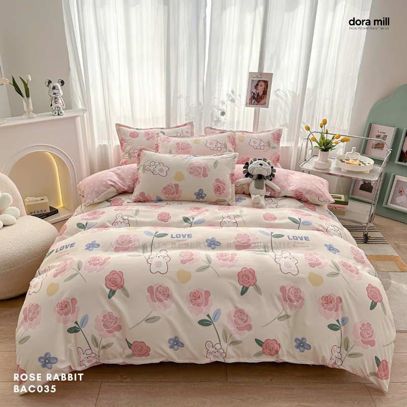 Aloe Cotton Floral Print Bedding Set with Quilt Cover and Bedsheet by DORAMILL  #BAC