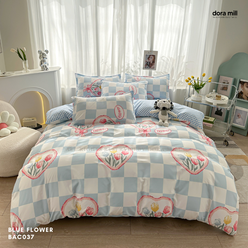 Aloe Cotton Floral Print Bedding Set with Quilt Cover and Bedsheet by DORAMILL  #BAC