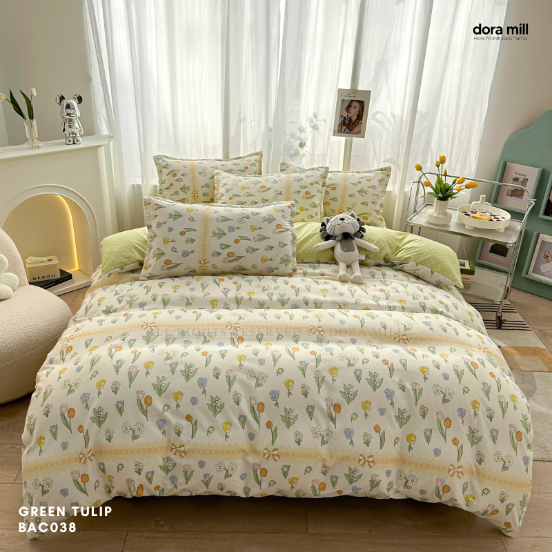 Aloe Cotton Floral Print Bedding Set with Quilt Cover and Bedsheet by DORAMILL  #BAC