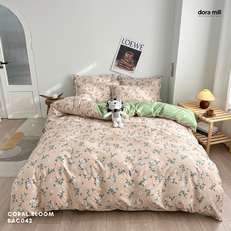 Aloe Cotton Floral Print Bedding Set with Quilt Cover and Bedsheet by DORAMILL  #BAC