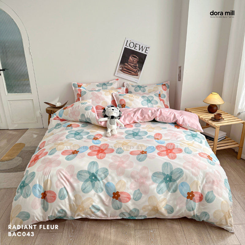 Aloe Cotton Floral Print Bedding Set with Quilt Cover and Bedsheet by DORAMILL  #BAC