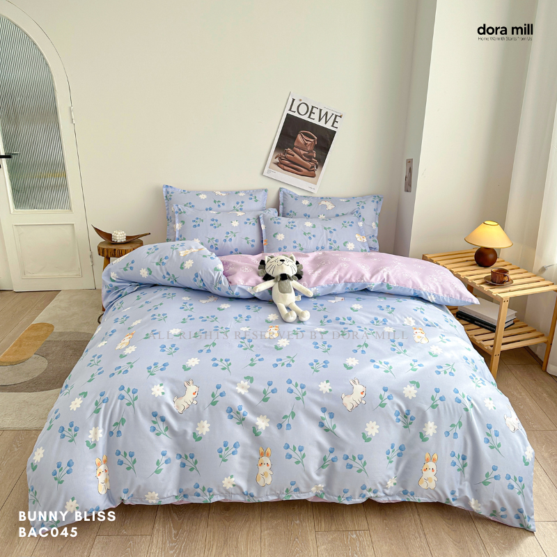 Aloe Cotton Floral Print Bedding Set with Quilt Cover and Bedsheet by DORAMILL  #BAC