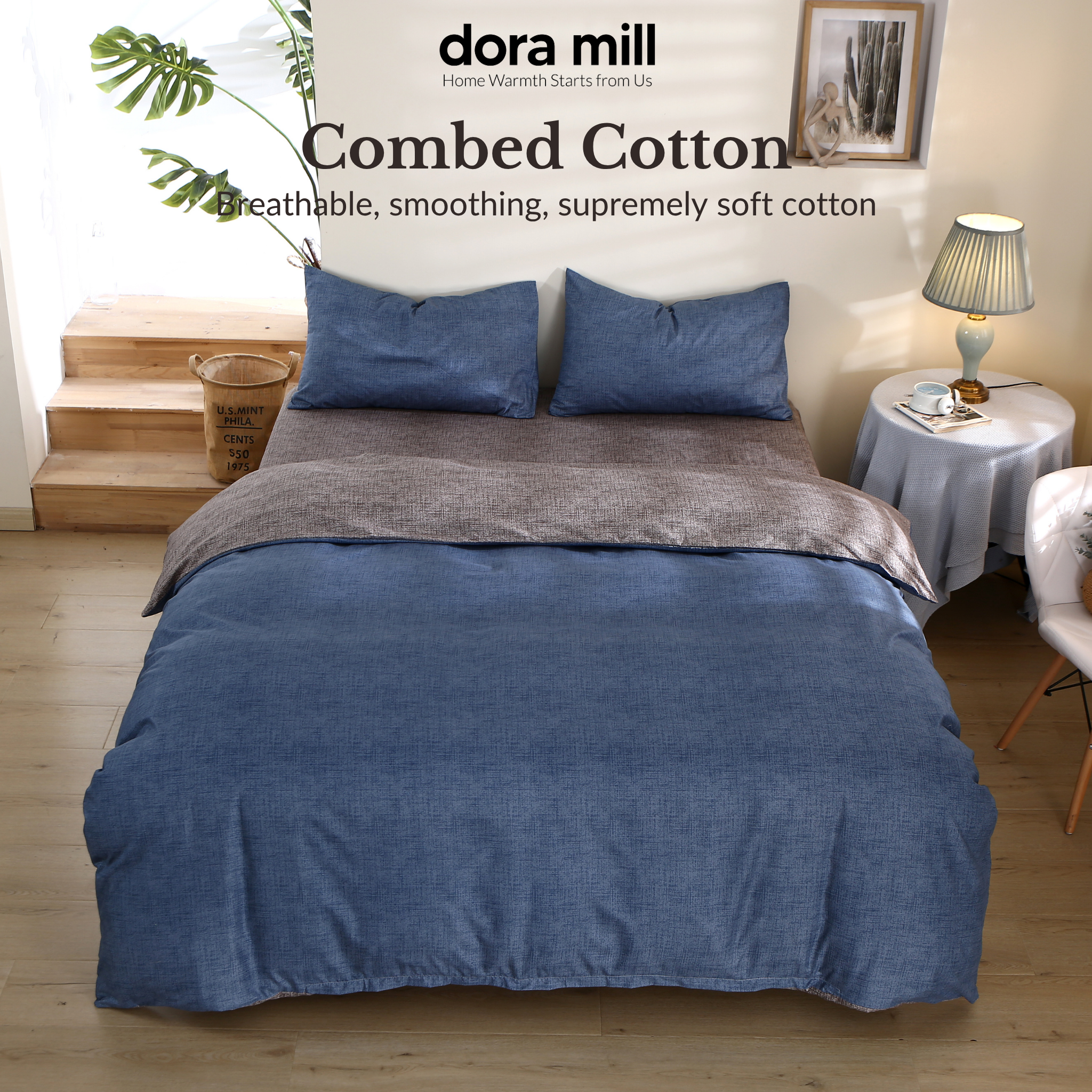Dora Mill Combed Cotton Bedsheet w/Quilt Cover - Super Single/Queen/King
