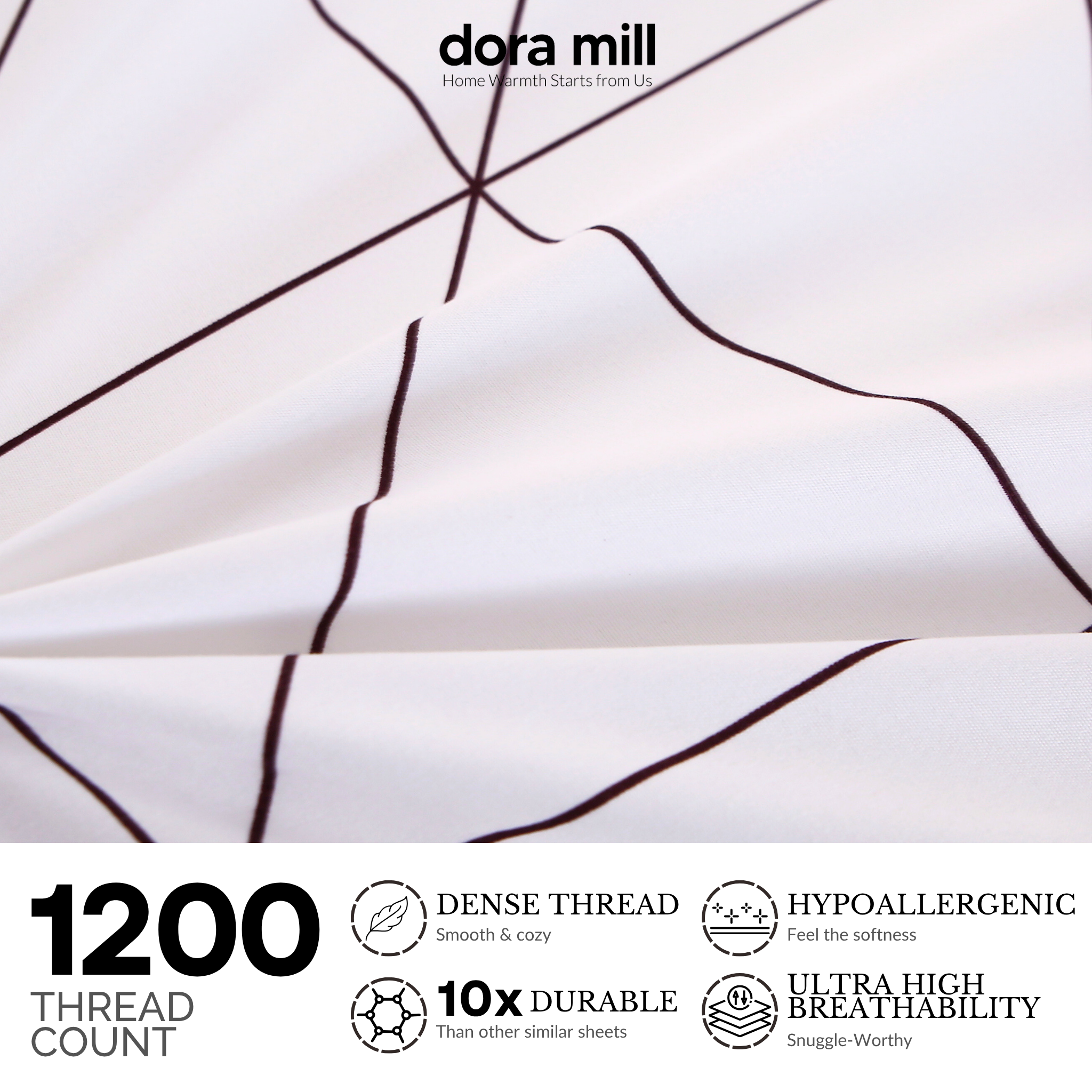 Dora Mill Combed Cotton Bedsheet w/Quilt Cover - Super Single/Queen/King