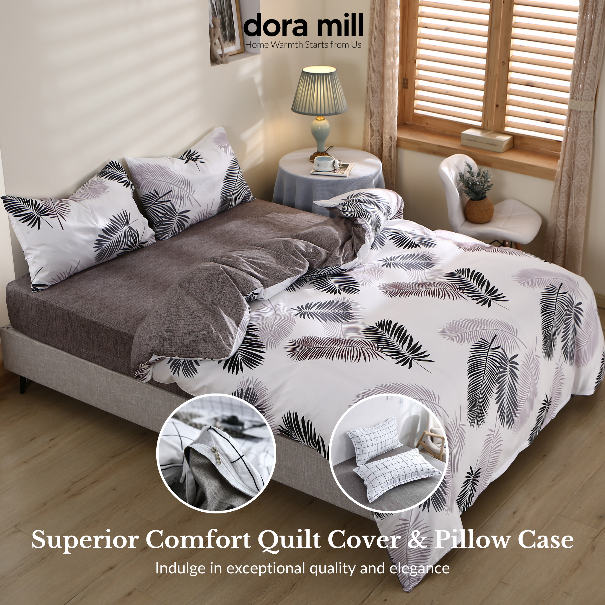 Dora Mill Combed Cotton Bedsheet w/Quilt Cover - Super Single/Queen/King