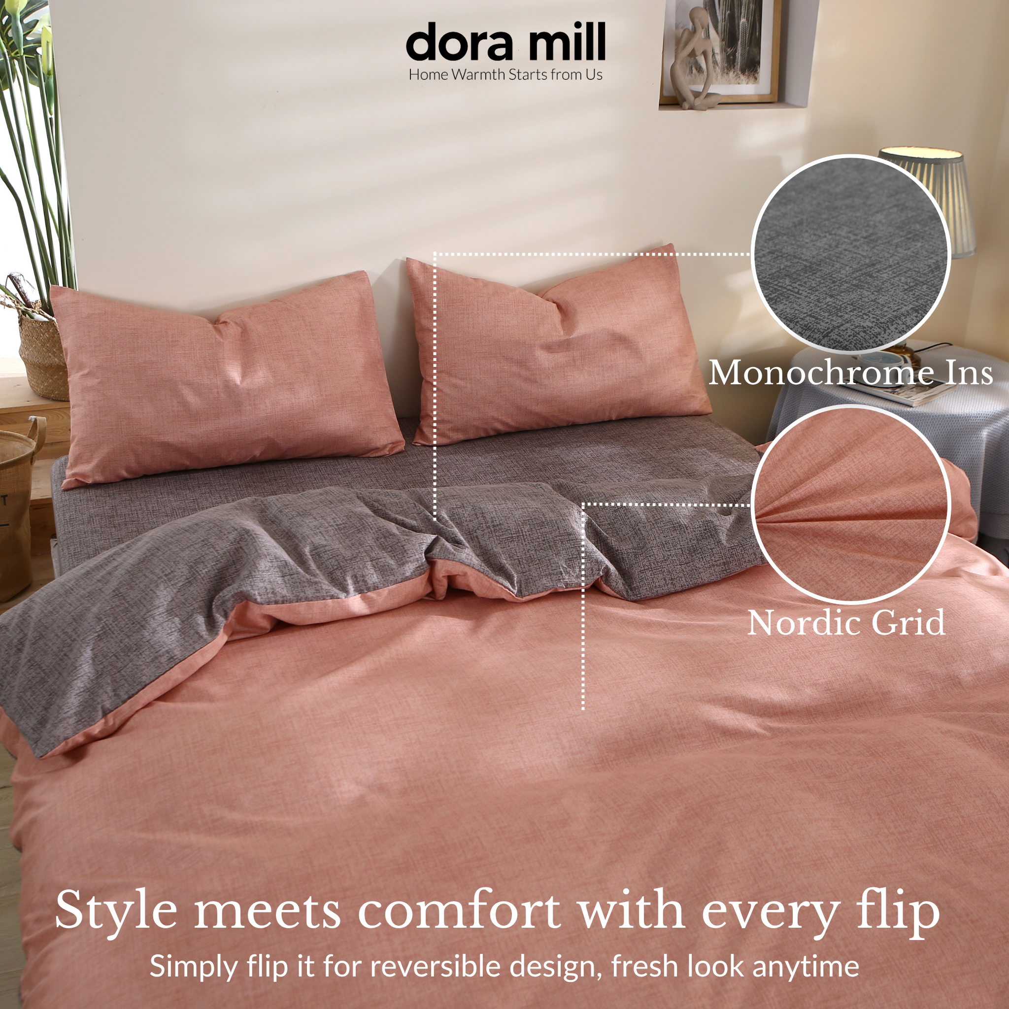 Dora Mill Combed Cotton Bedsheet w/Quilt Cover - Super Single/Queen/King