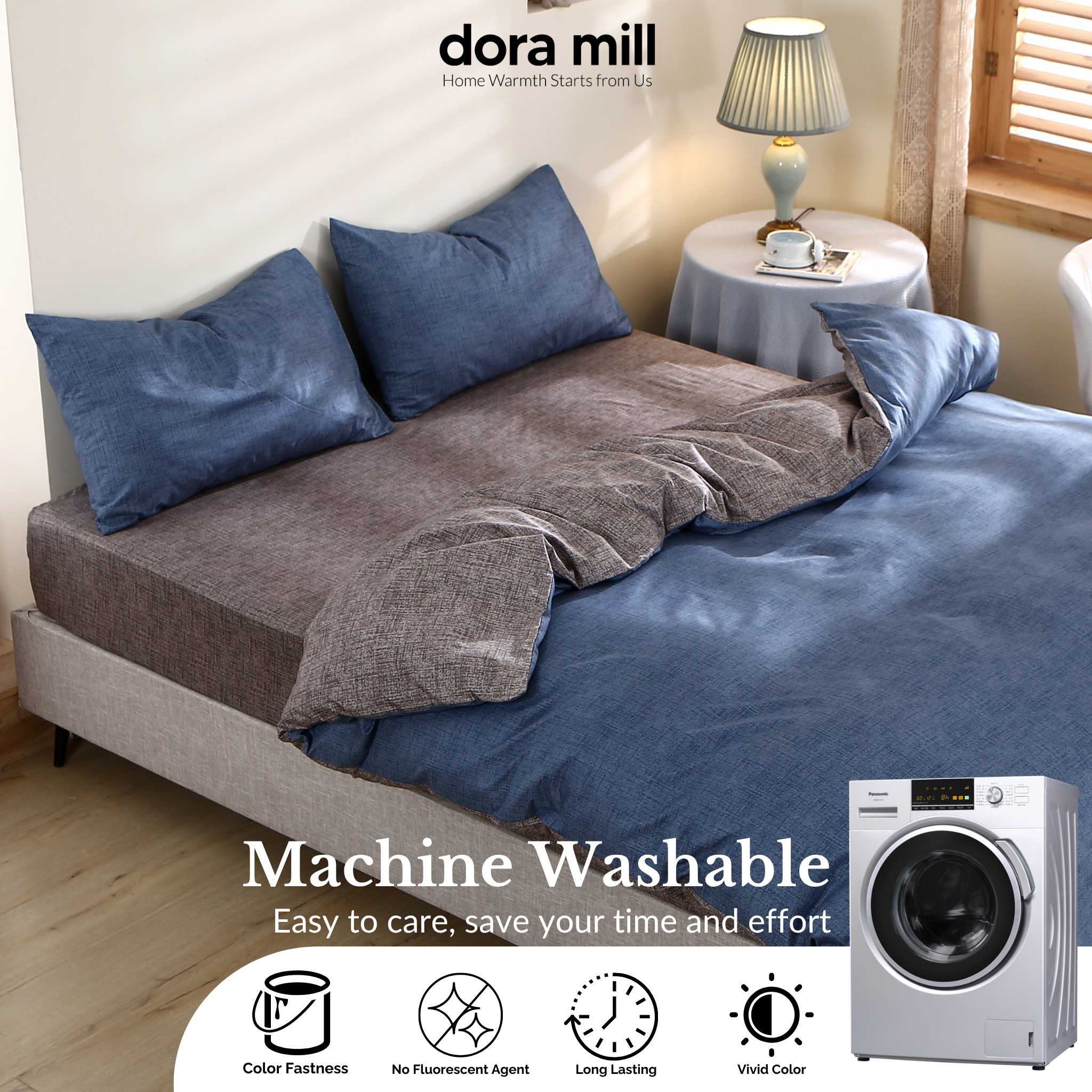 Dora Mill Combed Cotton Bedsheet w/Quilt Cover - Super Single/Queen/King