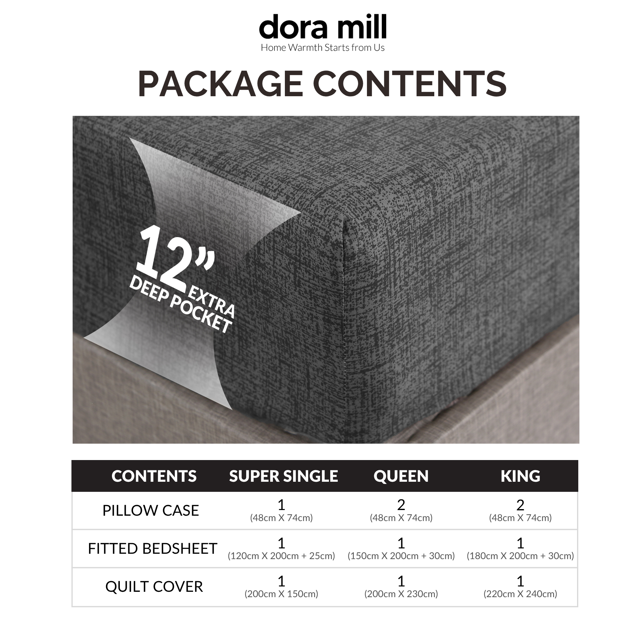 Dora Mill Combed Cotton Bedsheet w/Quilt Cover - Super Single/Queen/King