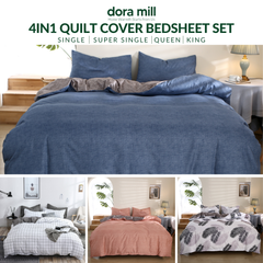 Dora Mill Combed Cotton Bedsheet w/Quilt Cover - Super Single/Queen/King