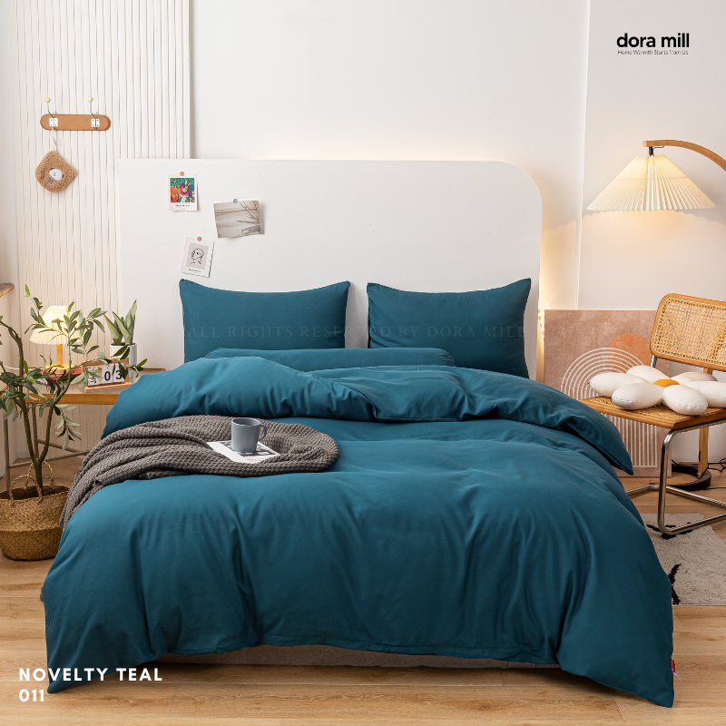 Minimalist Plain Aloe Cotton Quilt Cover Fitted Bedsheet Set by Dora Mill #BAP