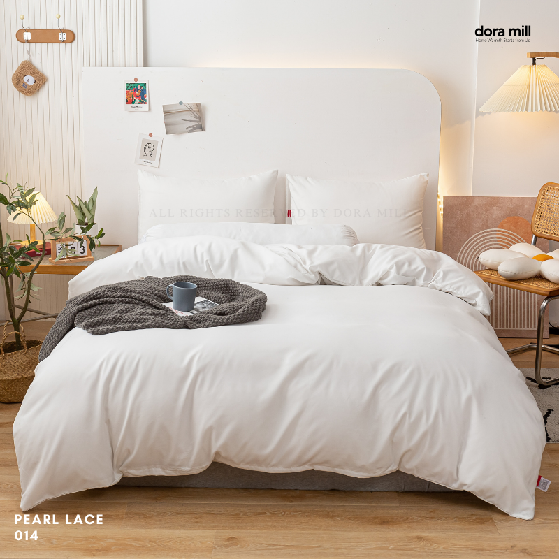 Minimalist Plain Aloe Cotton Quilt Cover Fitted Bedsheet Set by Dora Mill #BAP