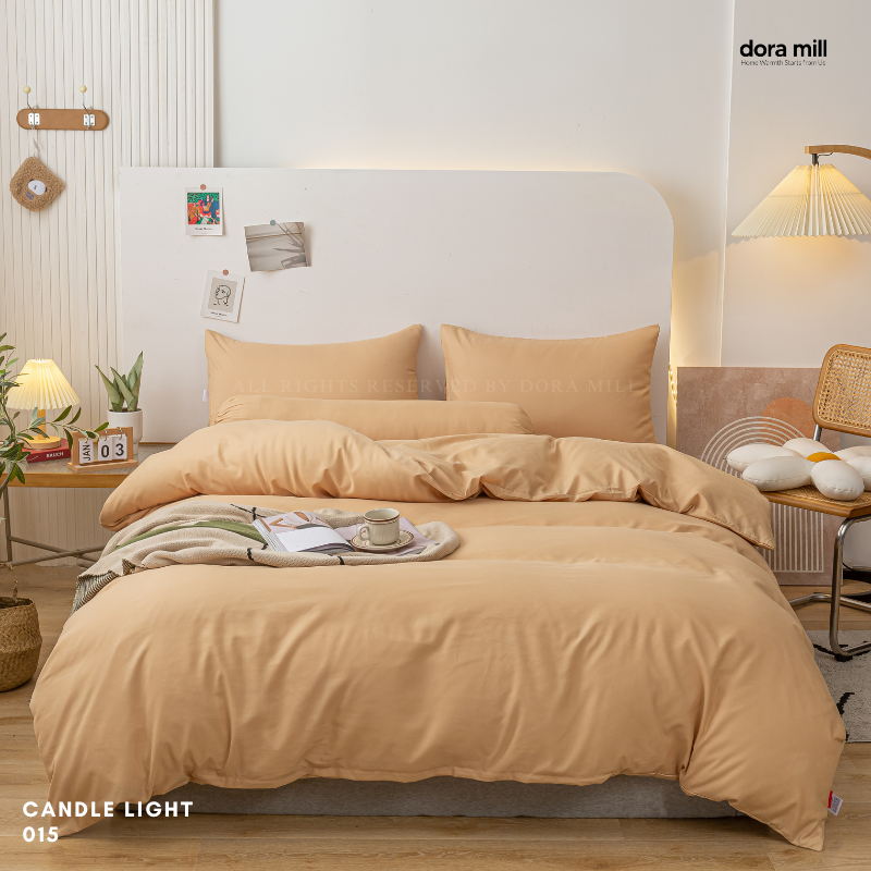 Minimalist Plain Aloe Cotton Quilt Cover Fitted Bedsheet Set by Dora Mill #BAP