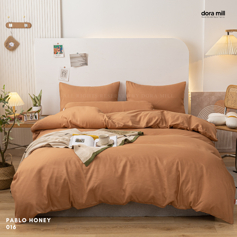 Minimalist Plain Aloe Cotton Quilt Cover Fitted Bedsheet Set by Dora Mill #BAP