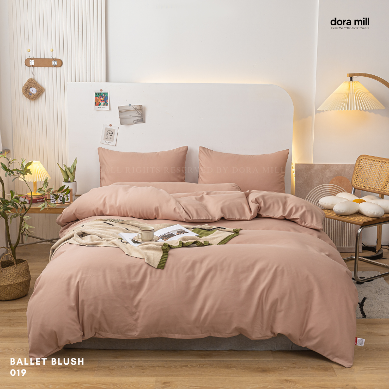 Minimalist Plain Aloe Cotton Quilt Cover Fitted Bedsheet Set by Dora Mill #BAP