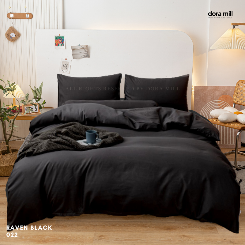 Minimalist Plain Aloe Cotton Quilt Cover Fitted Bedsheet Set by Dora Mill #BAP