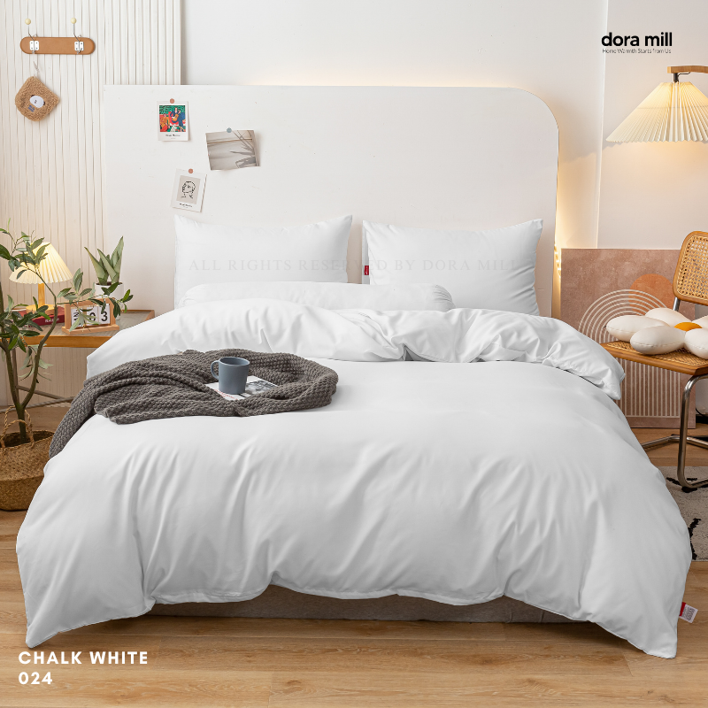 Minimalist Plain Aloe Cotton Quilt Cover Fitted Bedsheet Set by Dora Mill #BAP