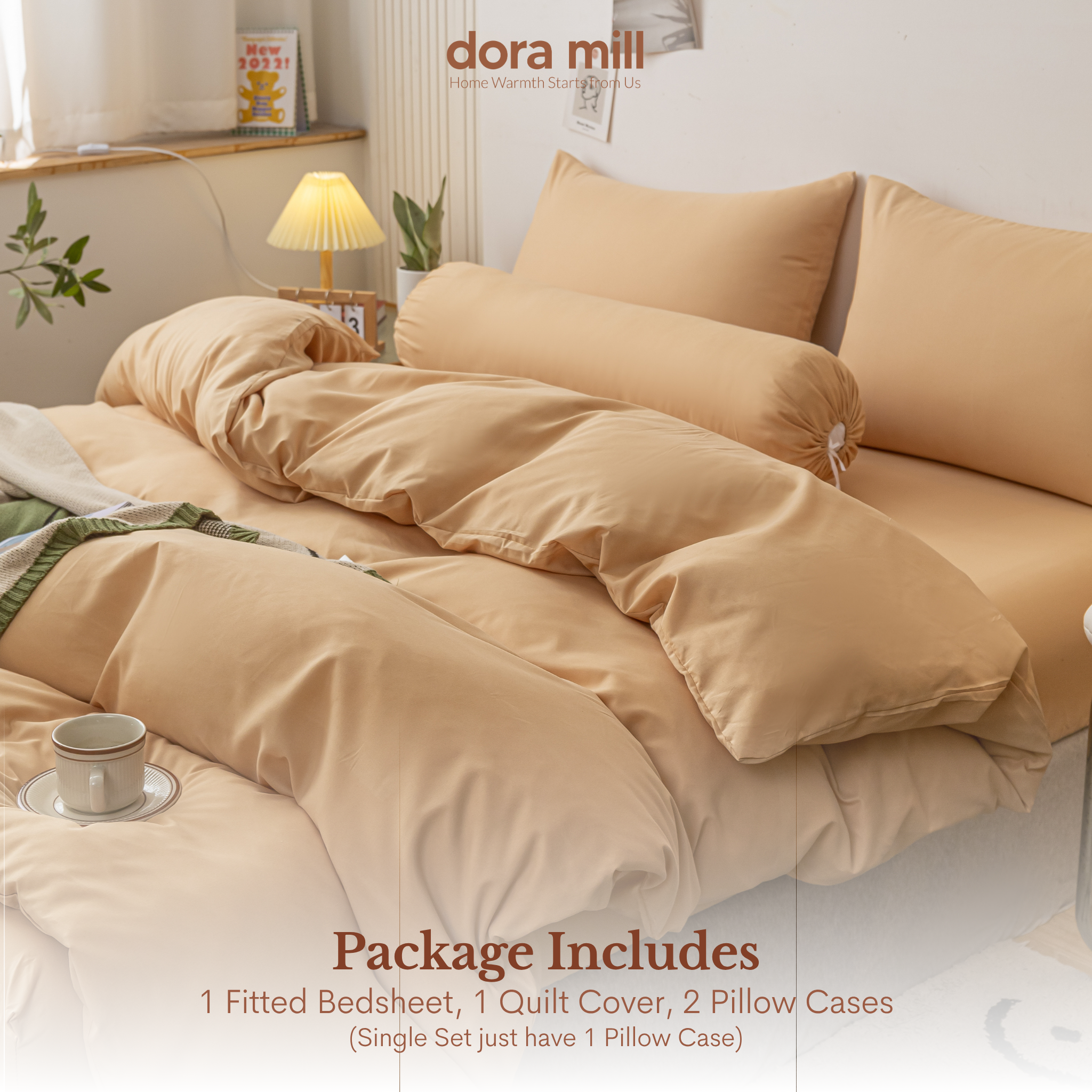 Minimalist Plain Aloe Cotton Quilt Cover Fitted Bedsheet Set by Dora Mill #BAP