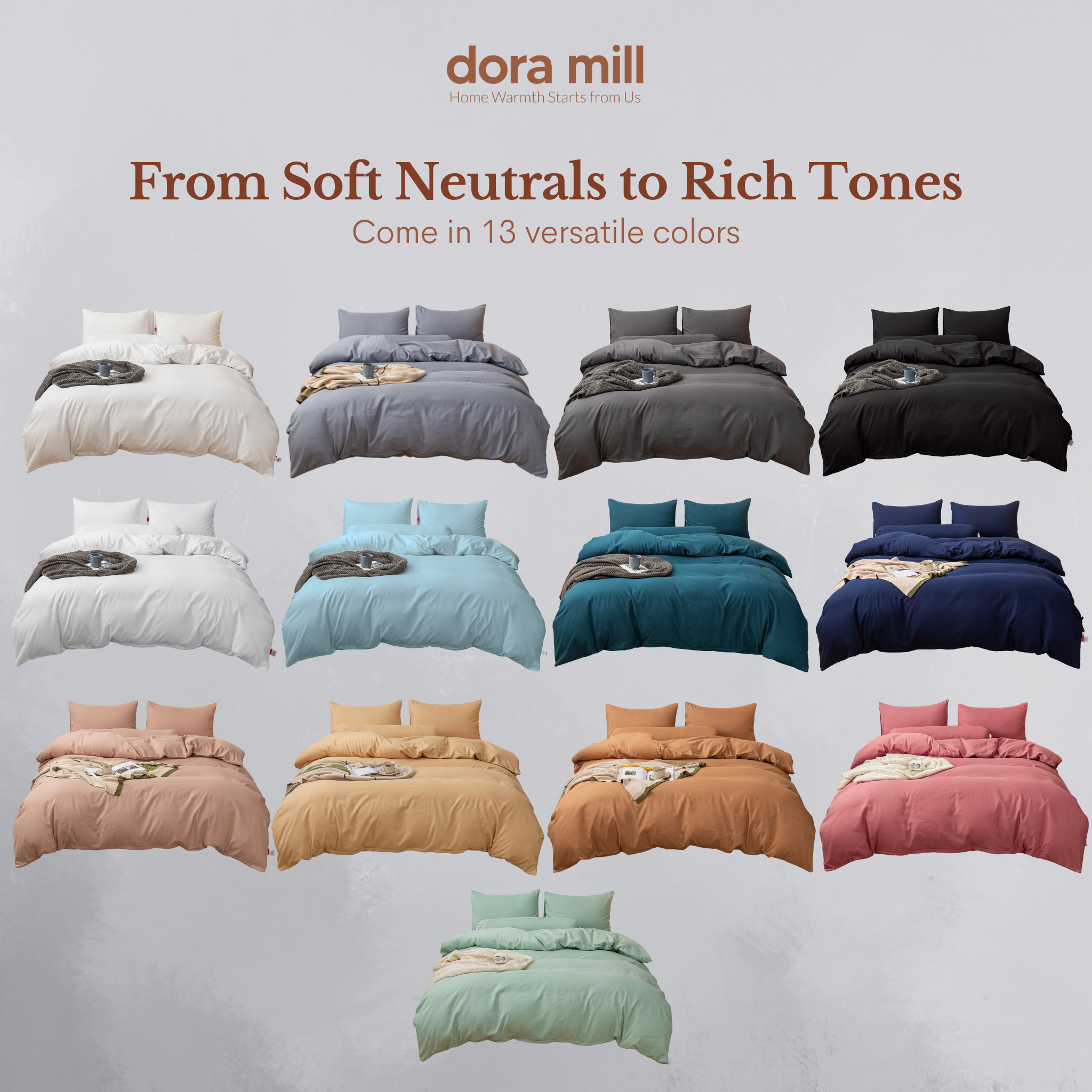 Minimalist Plain Aloe Cotton Quilt Cover Fitted Bedsheet Set by Dora Mill #BAP