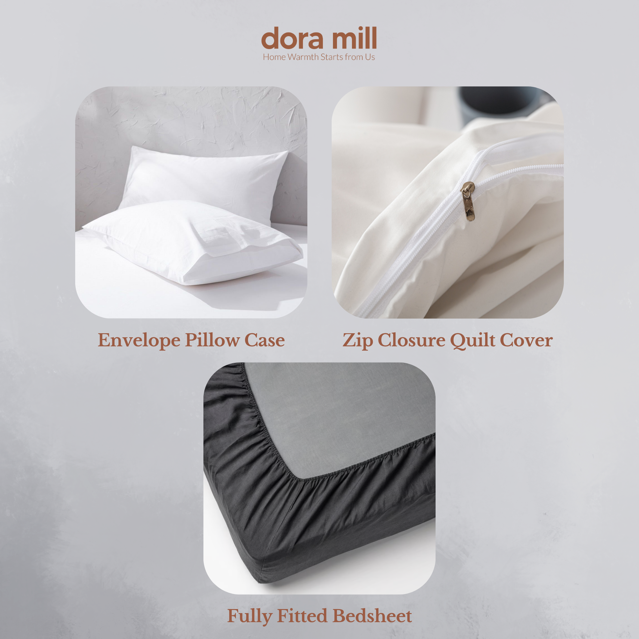 Minimalist Plain Aloe Cotton Quilt Cover Fitted Bedsheet Set by Dora Mill #BAP