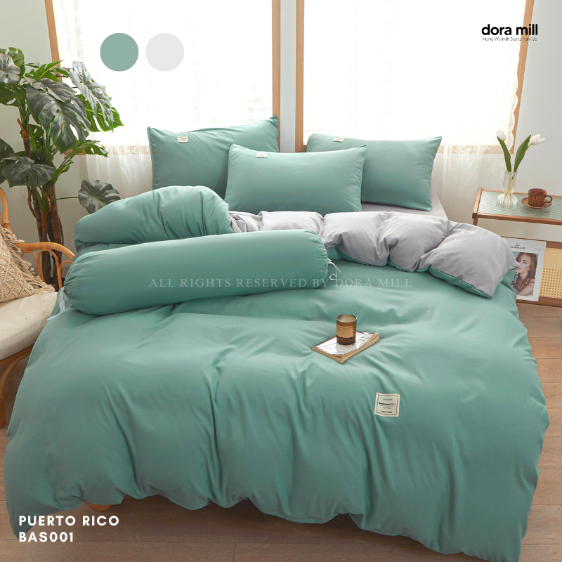 Dora Mill Plain Color Combed Cotton Quilt Cover Bedsheet Set #BAS