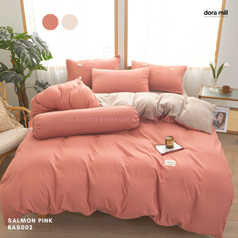 Dora Mill Plain Color Combed Cotton Quilt Cover Bedsheet Set #BAS